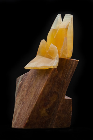 Steppingstone - honeycomb calcite on raspberry alabaster
